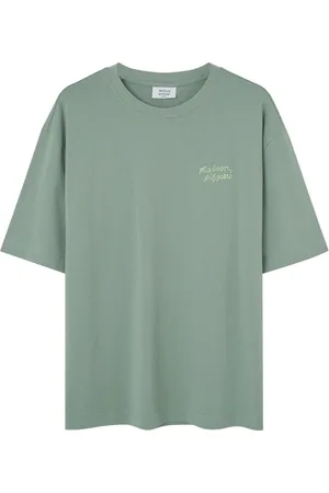 Maison Kitsuné Homme, Tops, Vert, Taille: XL Chemise Élégante Écrite à la Main