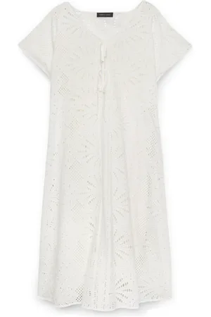 Fiorella rubino Femme, Robes, Blanc, Taille: 44 FR Robe longue en coton broderie anglaise