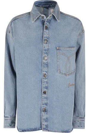 Fiorucci Femme, Blouses et Chemises, Bleu, Taille: 36 FR Chemise en Denim Brodé Dos Ouvert