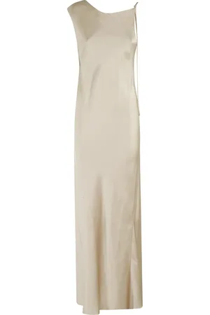 ALYSI Femme, Robes, Jaune, Taille: 40 FR Robe Asymétrique en Satin Crème
