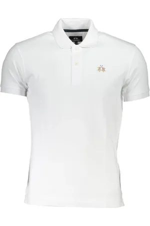 La Martina Homme, Tops, Blanc, Taille: 2XL Polo Slim Fit avec Détails Contrastés et Broderie