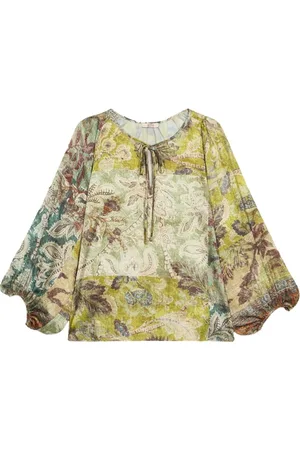 Oltre Femme, Blouses et Chemises, Vert, Taille: 44 FR Chemisier en satin fantaisie