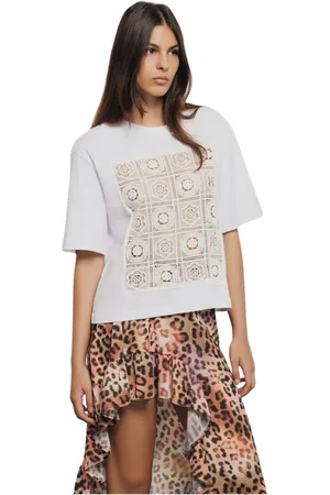 GAËLLE Femme, Tops, Blanc, Taille: 36 FR Haut Blanc en Macramé à Manches Courtes