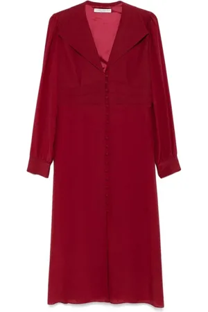 Alessandra Rich Femme, Robes, Rouge, Taille: 42 FR Robe en soie à pois avec col