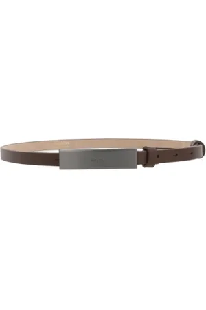 Max Mara Femme, Accessoires, Brun, Taille: M Ceinture Fine Newplate Cuir Lisse
