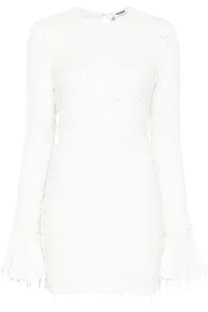 ROTATE Femme, Robes, Blanc, Taille: 38 FR Robe Mini Blanche à Dos Ouvert et Paillettes
