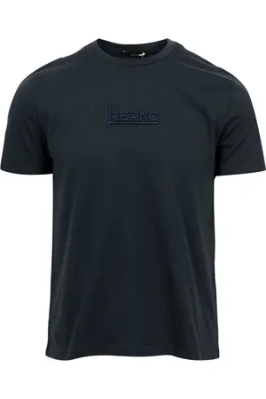 HERNO Homme, Tops, Bleu, Taille: 2XL Bleu Coton Col Rond T-shirt