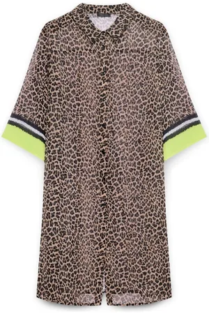 Fiorella rubino Femme, Blouses et Chemises, Noir, Taille: 54 FR Chemise caftan à imprimé animalier