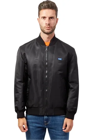 HUGO BOSS Homme, Vestes, Noir, Taille: M Blouson en Cuir Noir Coupe Standard