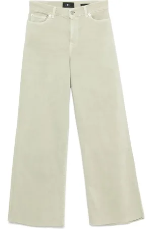 7 for all Mankind Femme, Jeans, Vert, Taille: W25 Lotta Cropped Wide Leg Jeans