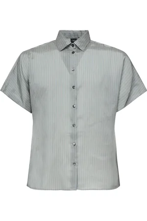 FAY Femme, Blouses et Chemises, Bleu, Taille: 40 FR Chemise Bleue à Rayures en Soie