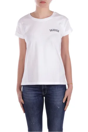 Barbour Femme, Tops, Blanc, Taille: 44 FR T-shirts et Polos Blancs Logo Avant