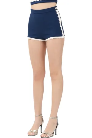 Elisabetta Franchi Femme, Shorts, Bleu, Taille: 40 FR Shorts Bleus Brodés pour Femme