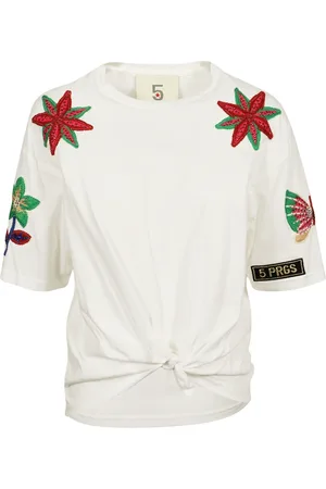 5 PROGRESS Femme, Tops, Blanc, Taille: 40 FR T-shirt Blanc en Coton