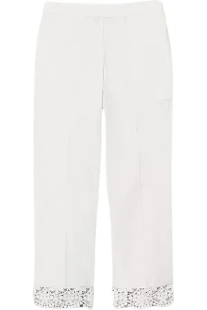 Twin-Set Femme, Pantalons, Blanc, Taille: 38 FR Pantalon Blanc en Coton avec Dentelle