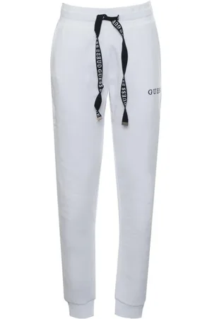 Guess Femme, Pantalons, Blanc, Taille: 38 FR Pantalon de survêtement avec logo et cordon de serrage à la taille