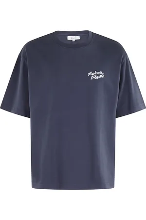Maison Kitsuné Homme, Tops, Bleu, Taille: S Tee-shirt brodé à la main en bleu