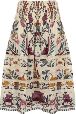 Farm Rio Femme, Jupes, Multicolore, Taille: 40 FR Jupe en Dentelle Florale Superposée