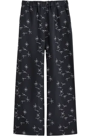 Max Mara Femme, Pantalons, Bleu, Taille: 42 FR Pantalon en soie avec motif abstrait