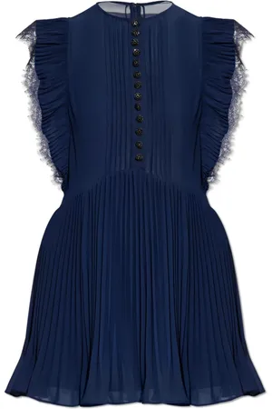Self-Portrait Femme, Robes, Bleu, Taille: 40 FR Robe avec ourlet plissé
