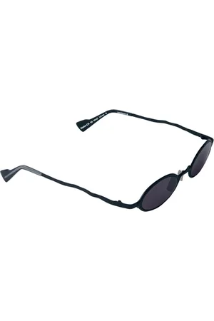 KUBORAUM Unisex, Accessoires, Noir, Taille: ONE Size Lunettes de Soleil Ovales en Métal Verres Transparent Italie