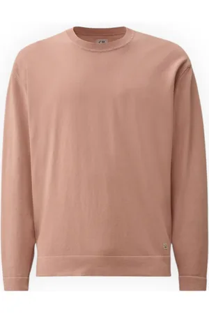 C.P. Company Homme, Pulls, Rose, Taille: L Pull en Coton Crepe Col Rond Tricoté