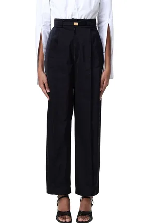 Elisabetta Franchi Femme, Pantalons, Noir, Taille: 42 FR Pantalon ceinturé pour femmes