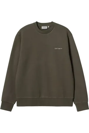 Carhartt Homme, Sweatshirts et sweats à capuche, Vert, Taille: XL Sweat Vert avec Broderie Script à Manches Longues