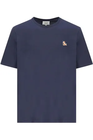 Maison Kitsuné Homme, Tops, Bleu, Taille: L Chillax Fox Patch T-shirt