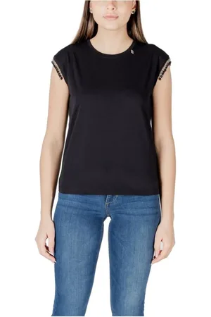 Liu Jo Femme, Tops, Noir, Taille: 38 FR T-shirt élégant en coton avec des détails raffinés