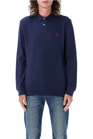 Ralph Lauren Homme, Tops, Bleu, Taille: S Polo à manches longues ajusté