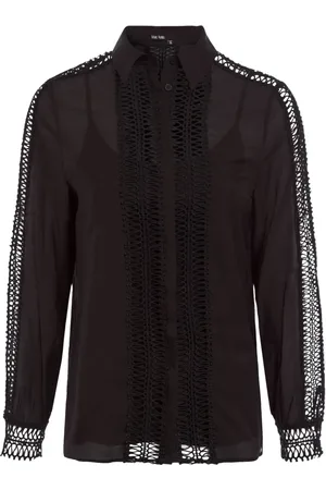 Marc Aurel Femme, Blouses et Chemises, Noir, Taille: 42 FR Élégante blouse noire avec dentelle