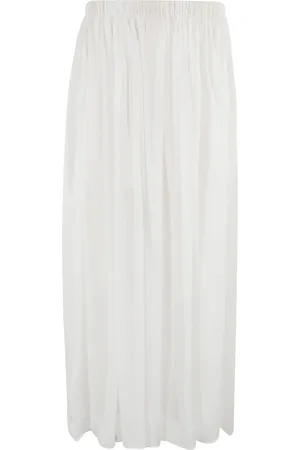 ALYSI Femme, Jupes, Blanc, Taille: 36 FR Jupe Large en Mousseline Couleur Latte