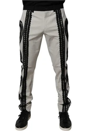 Dolce & Gabbana Homme, Jeans, Blanc, Taille: L Pantalon Formel Blanc avec Dentelle