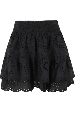 MC2 SAINT BARTH Femme, Jupes, Noir, Taille: 40 FR Mini Jupe en Dentelle Noire Design à Volants