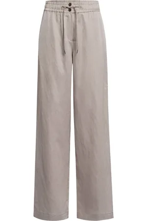 Marc Aurel Femme, Pantalons, Gris, Taille: 44 FR Pantalon en lin à taille élastique avec cordon scintillant