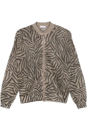 Brunello Cucinelli Femme, Pulls, Brun, Taille: 40 FR Cardigan en Tricot Élégant