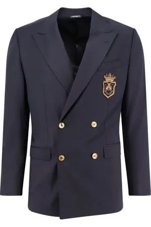 Dolce & Gabbana Homme, Vestes, Bleu, Taille: M Blazer en Laine Bleu à Double Boutonnage