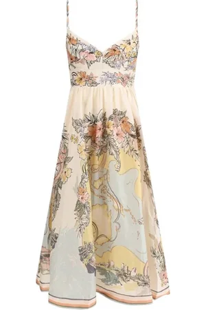 ZIMMERMANN Femme, Robes, Multicolore, Taille: 40 FR Robe sans manches en lin à motif nautique