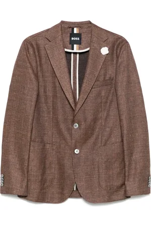 HUGO BOSS Homme, Vestes, Brun, Taille: M Veste en Lin Mélangé 2 Boutons Poches
