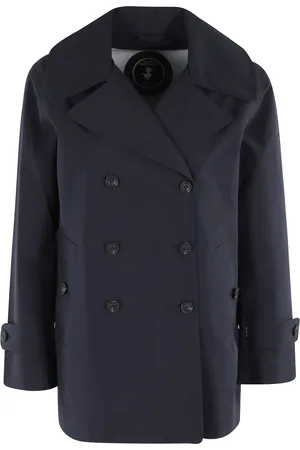 save the duck Femme, Manteaux, Bleu, Taille: 46 FR Trench Bleu Noir avec Boutons