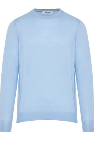 Gran Sasso Homme, Pulls, Bleu, Taille: XL Tricot de luxe en Laine et Soie
