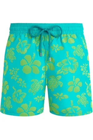 Vilebrequin Homme, Maillots de bain, Vert, Taille: L Maillot de bain ultra-léger et pliable imprimé Tropical Turtle floqué