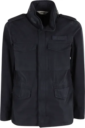 Aspesi Homme, Vestes, Bleu, Taille: XL Veste bleue à capuche avec poignets ajustables