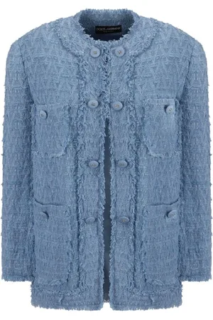 Dolce & Gabbana Femme, Vestes, Bleu, Taille: 40 FR Veste en coton avec fermeture à crochet