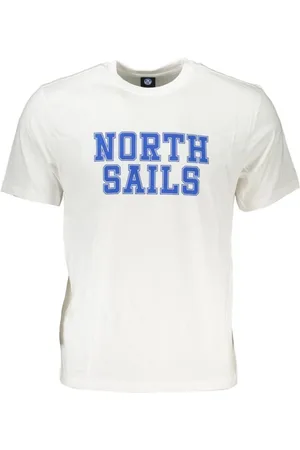 North Sails Homme, Tops, Blanc, Taille: 3XL Impression Logo T-shirt Coton Manches Courtes