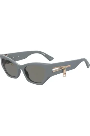 Moschino Femme, Accessoires, Bleu, Taille: ONE Size Lunettes de Soleil Injectées Bleues avec Verre Gris