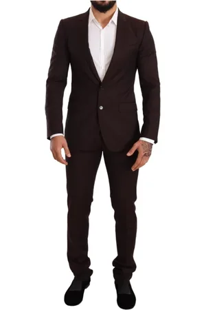 Dolce & Gabbana Homme, Costumes, Rouge, Taille: S Costume Martini à Rayures Bordeaux