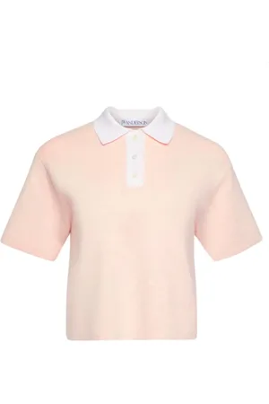 J.W.Anderson Femme, Tops, Rose, Taille: 38 FR Polo rose avec patte de boutonnage
