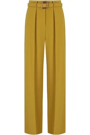 Elisabetta Franchi Femme, Pantalons, Jaune, Taille: 42 FR Pantalon Curry Ceinturé Coupe Droite